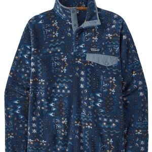 Patagonia Men's Blue and White Pattern Sweater